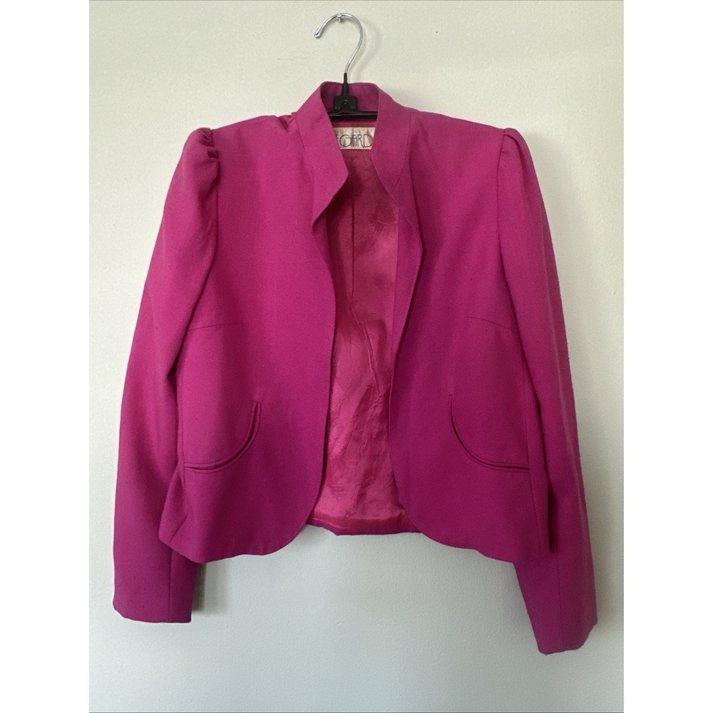 VTG 80s Hot Pink Structured Twee Linen Blazer Elle Woods Barbie Size 6/8 Runway